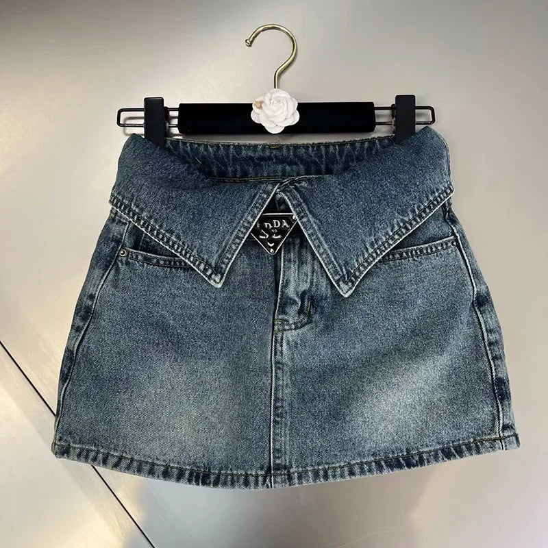 Fashion High Waist Denim Mini Skirt Women's 2023 Summer New Fashion Button Zipper Slim Fit Korean Street  Casual A-line Skirt - reetell