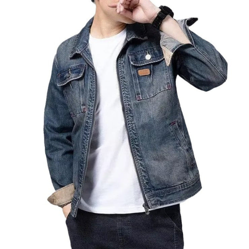 Men's denim overalls new all-in-one stylish jacket - reetell