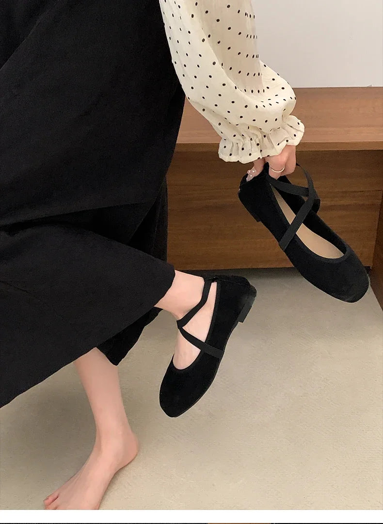 2024 New Spring Summer Flat Ballet Shoes Women's Shoes Retro Mary Jane Shoes Ballet Flats Women Zapatos Mujer