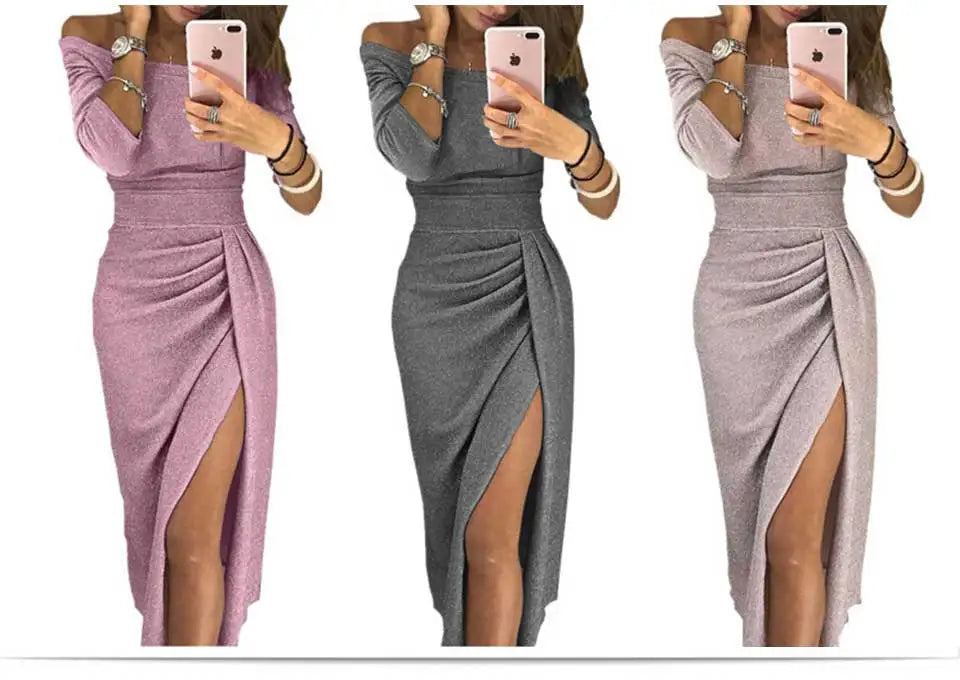 Spring Summer Women Clothes 2022 Elegant Long Dress Sexy Club Dress Evening Party Women Dresses Off Shoulder High Waist Vestido - reetell