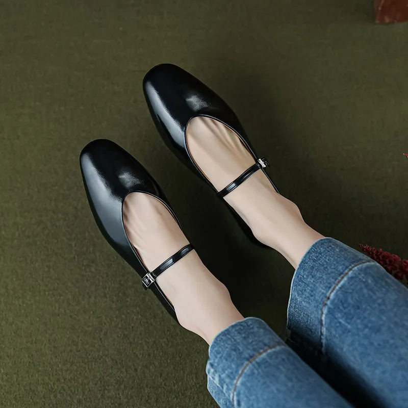 FEDONAS Concise Comfortable Casual Women Flats Spring Summer Office Ladies Genuine Leather Mary Janes Shoes Woman Retro Style