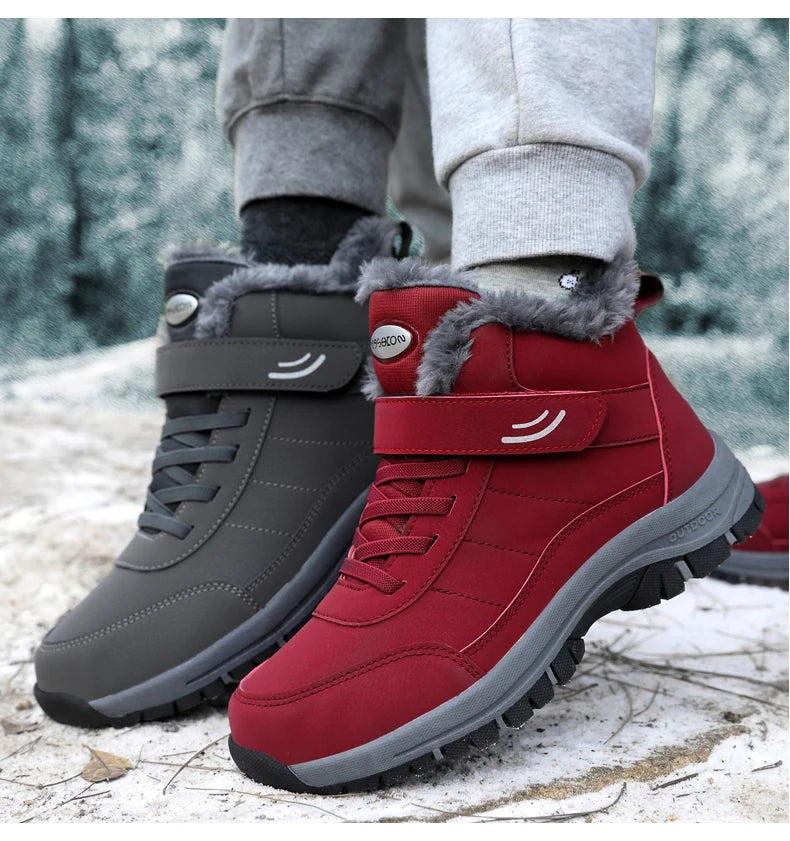 Winter Women Snow Boots Warm Plus Velvet Men Cotton Shoes Windproof Women's Boots Comfortable Casual Shoes Non-slip Hiking Boots - reetell