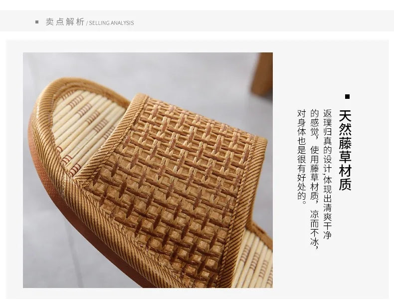 men women Bamboo rattan grass summer home lovers straw mat slippers indoor thickened softwood floor home sandals