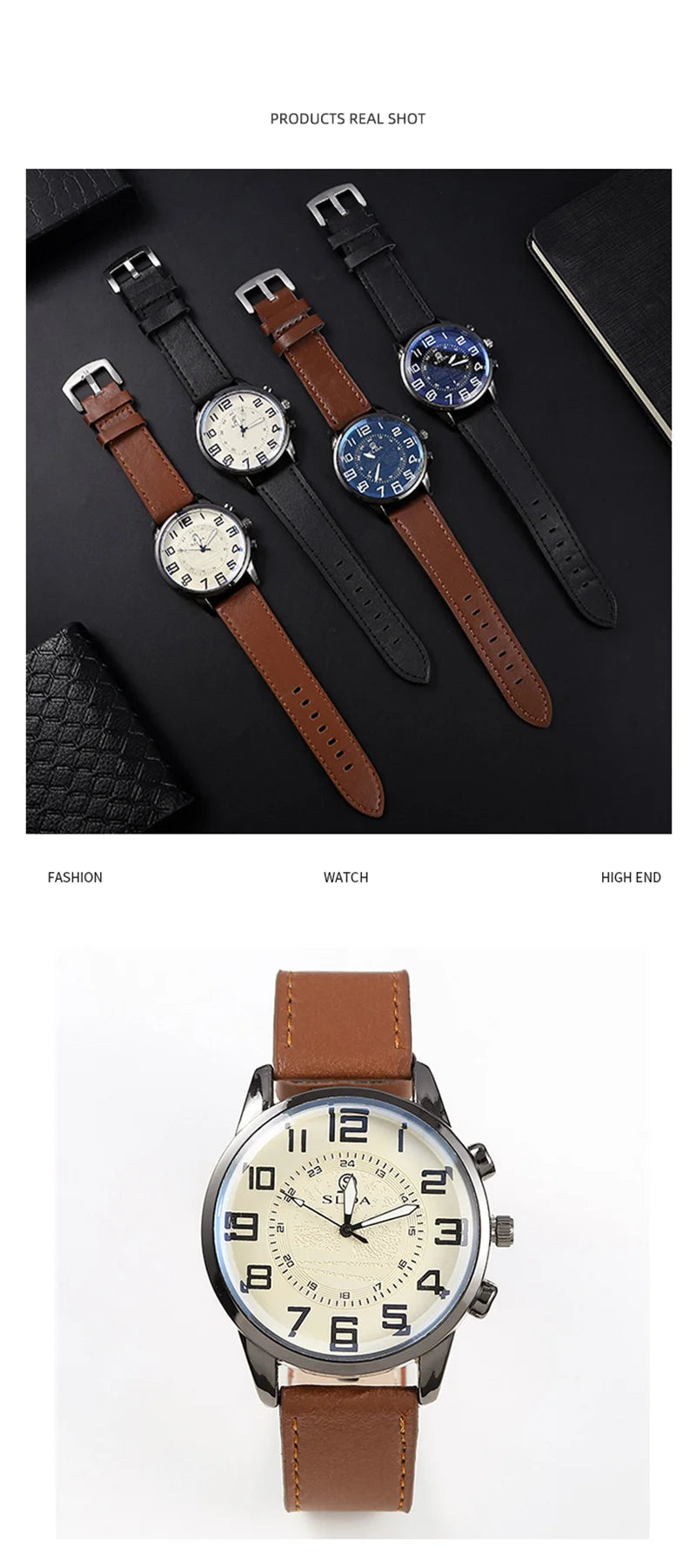 Mens Exquisite Male Leather Quartz Wristwatch Business Gentle Clock Casual Watch Elegant Relogio Masculino Fashion Saati Gift