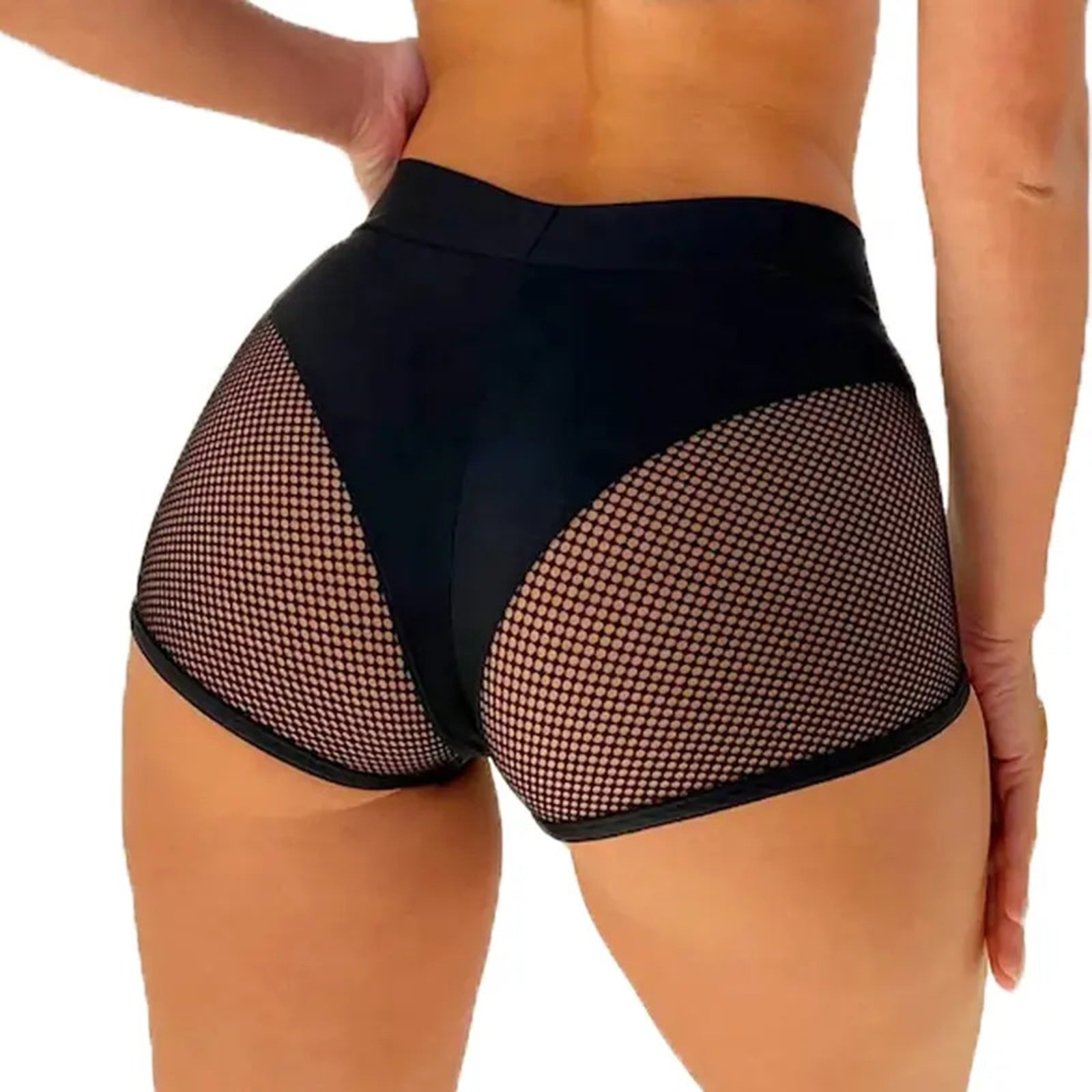 Women Girl Sports Fitness Workout Yoga Hollow Out Fishnet Push Up Booty Shorts Pole Dancing Costume Hot Pants Beachwear Clubwear - reetell