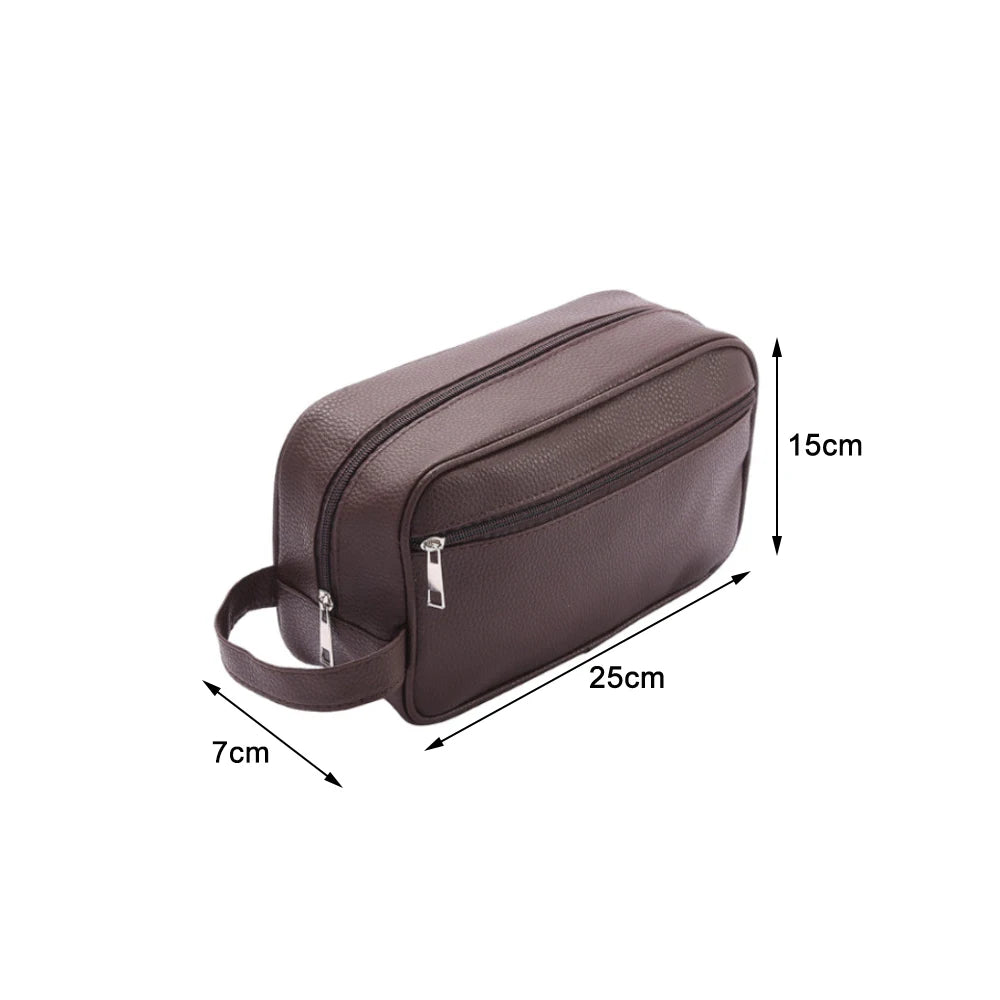 Men Waterproof Travel Toiletries Storage Bag PVC Lychee Pattern Cosmetic Bag Portable Makeup Organiser Male Zipper Handbags