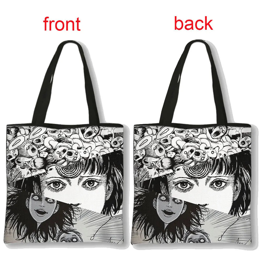 Horror Manga Tomie Women Handbag Large Capacity Totes Bag Hip Hop Junji Ito Shoulder Bag for Travel Girls Reusable Shopping Bags