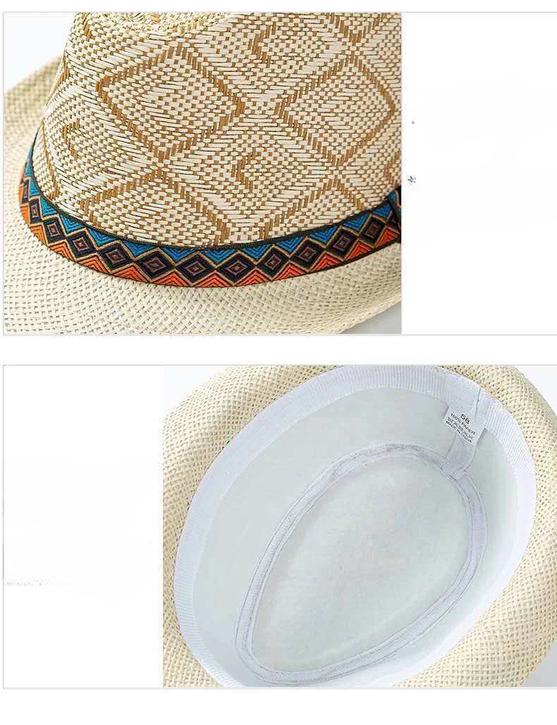 New Spring/Summer Men's Straw Knitted Hat Short Brim Trendy British Jazz  Sunscreen Beach Hat Versatile for Gentlemen