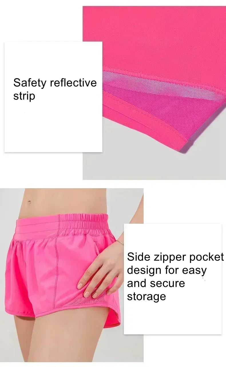 2024 Women Hotty Hot Yoga Shorts Micro-elastic Low-rise Athletic Short With Liner Workout Running Sport Tummy Control Shorts - reetell