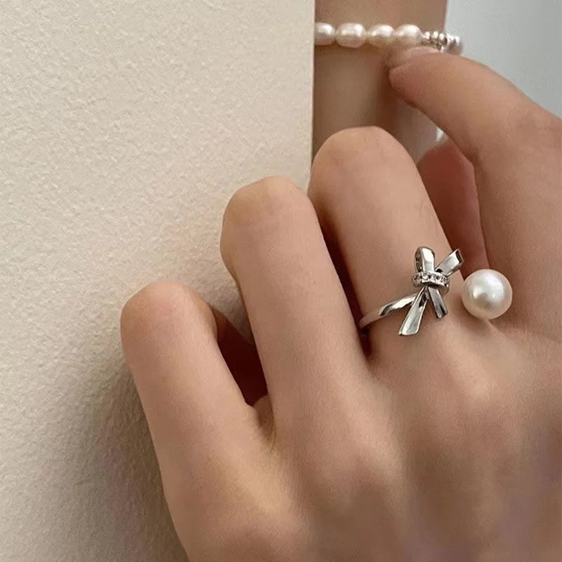 Kpop Y2K Cute Goth Bowknot Ring Punk Vintage Heart Irregular Geometry Rings For Women Girls Grunge 2000s EMO Jewelry Accessories