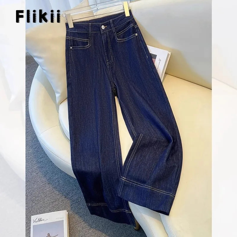 Women's Washed Vintage Casual Solid Color Pants Y2K Baggy Retro High Waist Japanese 2000s Denim Trouser High Street Trashy Jeans - reetell