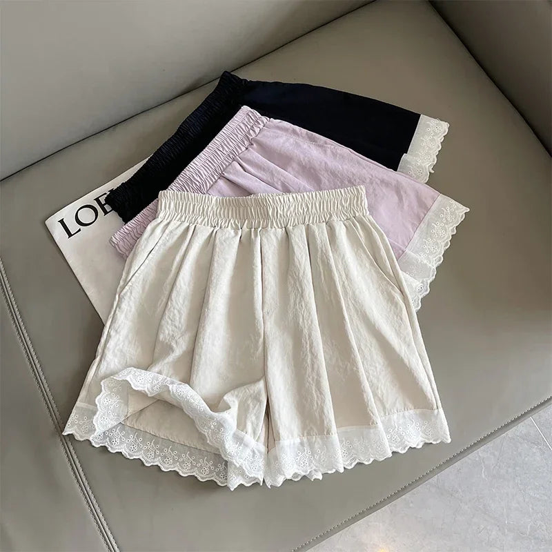 Ladies Fashion Lace Splicing Shorts Women Clothing Girls Casual Sexy Shorts Female Outerwear Cute High Wasited Short BVAJ8825 - reetell