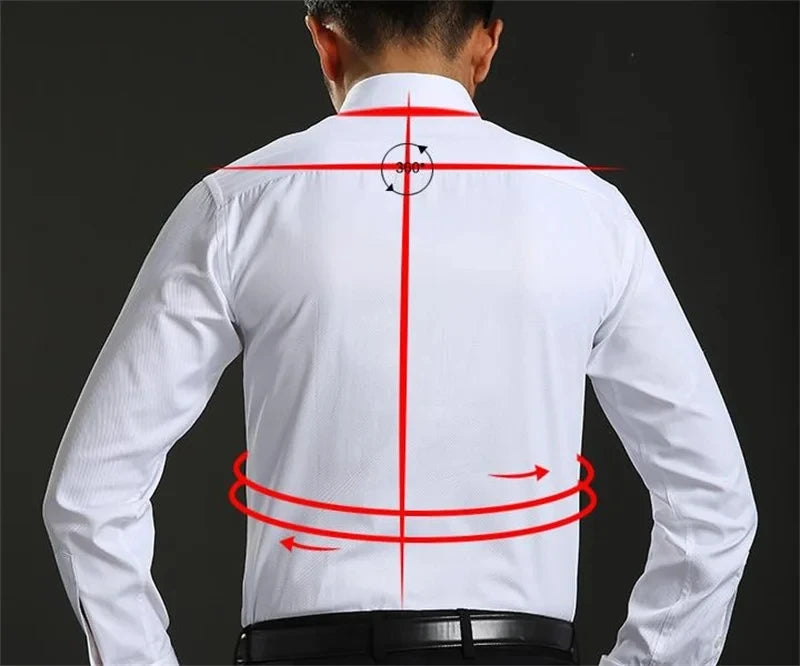 Men's French Cuff Dress Shirt 2023 New White Long Sleeve Formal Business Buttons Male Shirts Regular Fit Cufflinks Shirt M~6XL