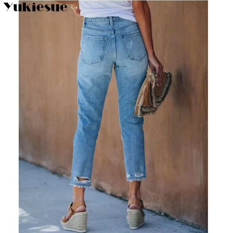 vintage high waisted jeans woman bleached woman's jeans for women ripped harem pants boyfriend jeans women's clothes - reetell