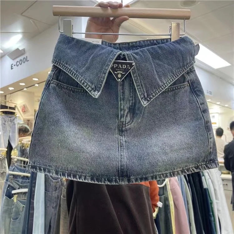 Fashion High Waist Denim Mini Skirt Women's 2023 Summer New Fashion Button Zipper Slim Fit Korean Street  Casual A-line Skirt - reetell