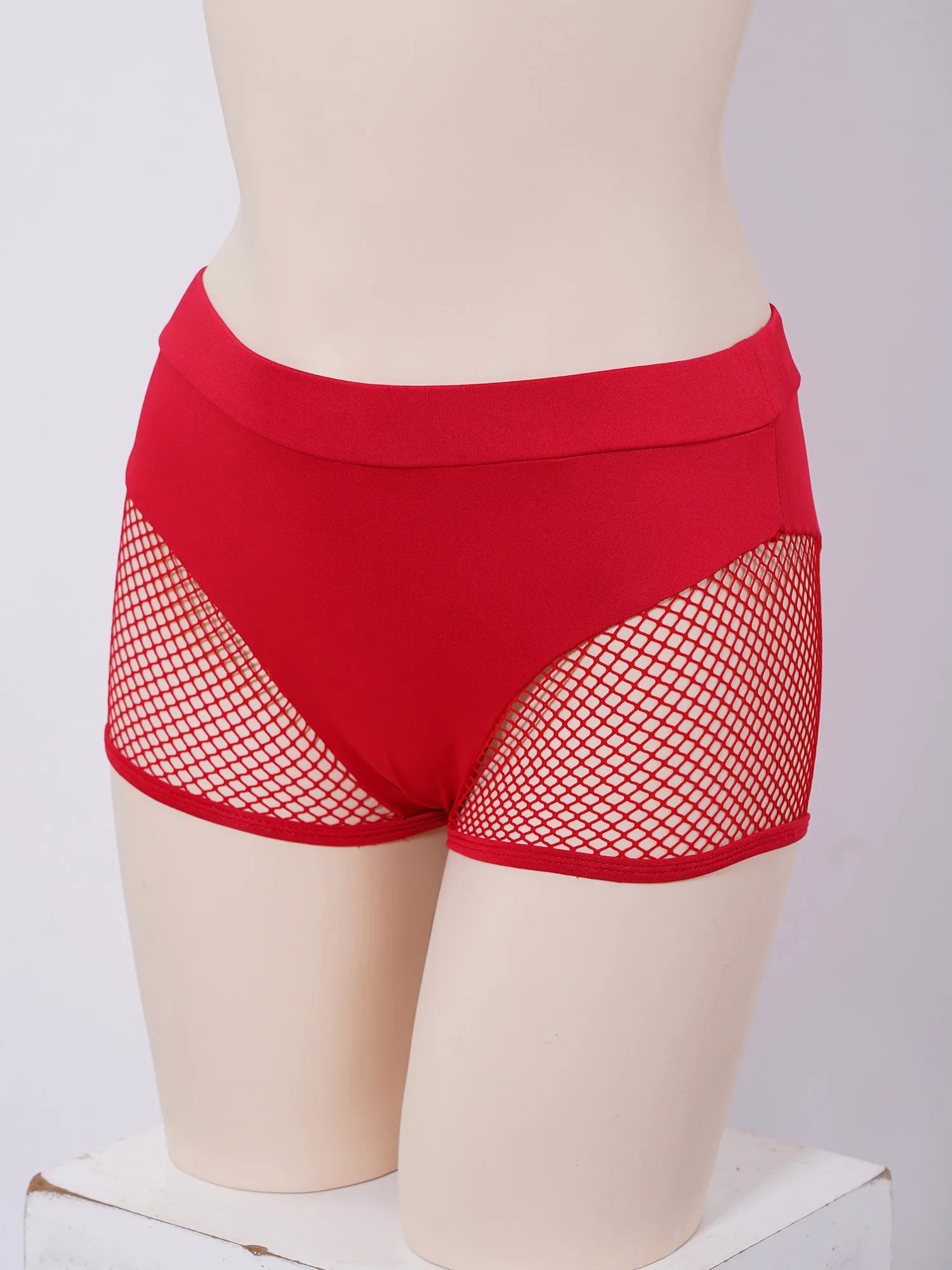 Womens Hollow Out Fishnet Booty Shorts Sexy Lingerie Mid Waist Stretchy Hot Pants for Sports Fitness Yoga Pole Dancing Swimming - reetell