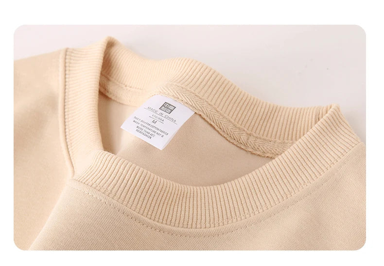 Simple Design Round Neck Sweatshirt Men Loose Streetwear Pullover Male Hoodies Black Beige Pink - reetell