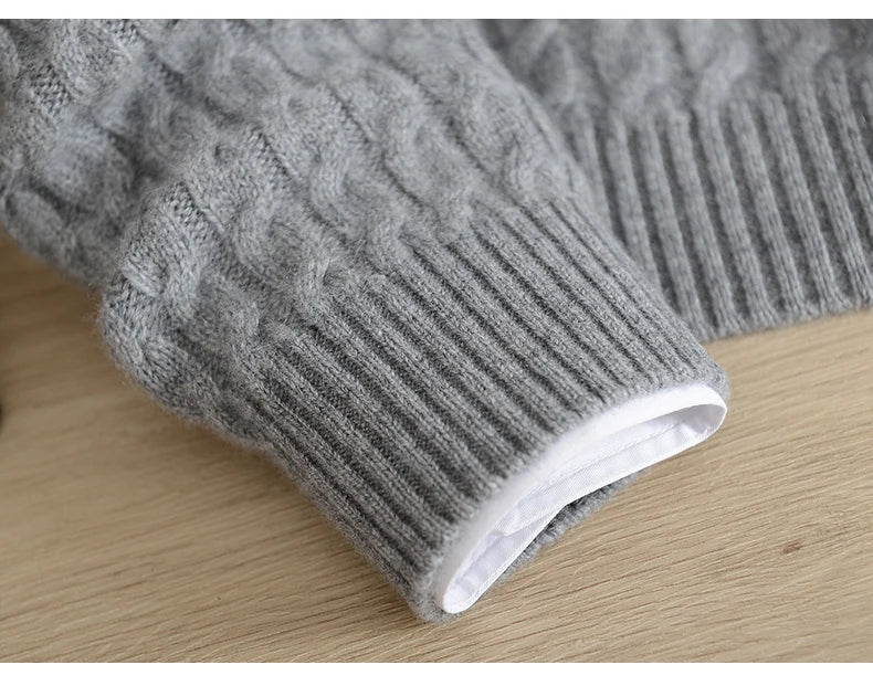 Winter top thickened pure cashmere sweater men's v-neck jacquard knitted sweater student warm bottoming shirt youth fashion - reetell