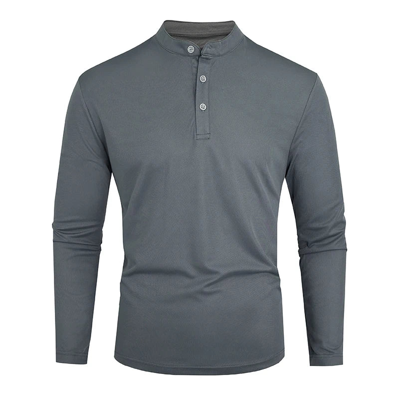 Men Spring Autumn Solid Cotton Long Sleeve Polo Shirt Fashion Brand Male Casual Breathable Daily High Quality Bottoming Shirt