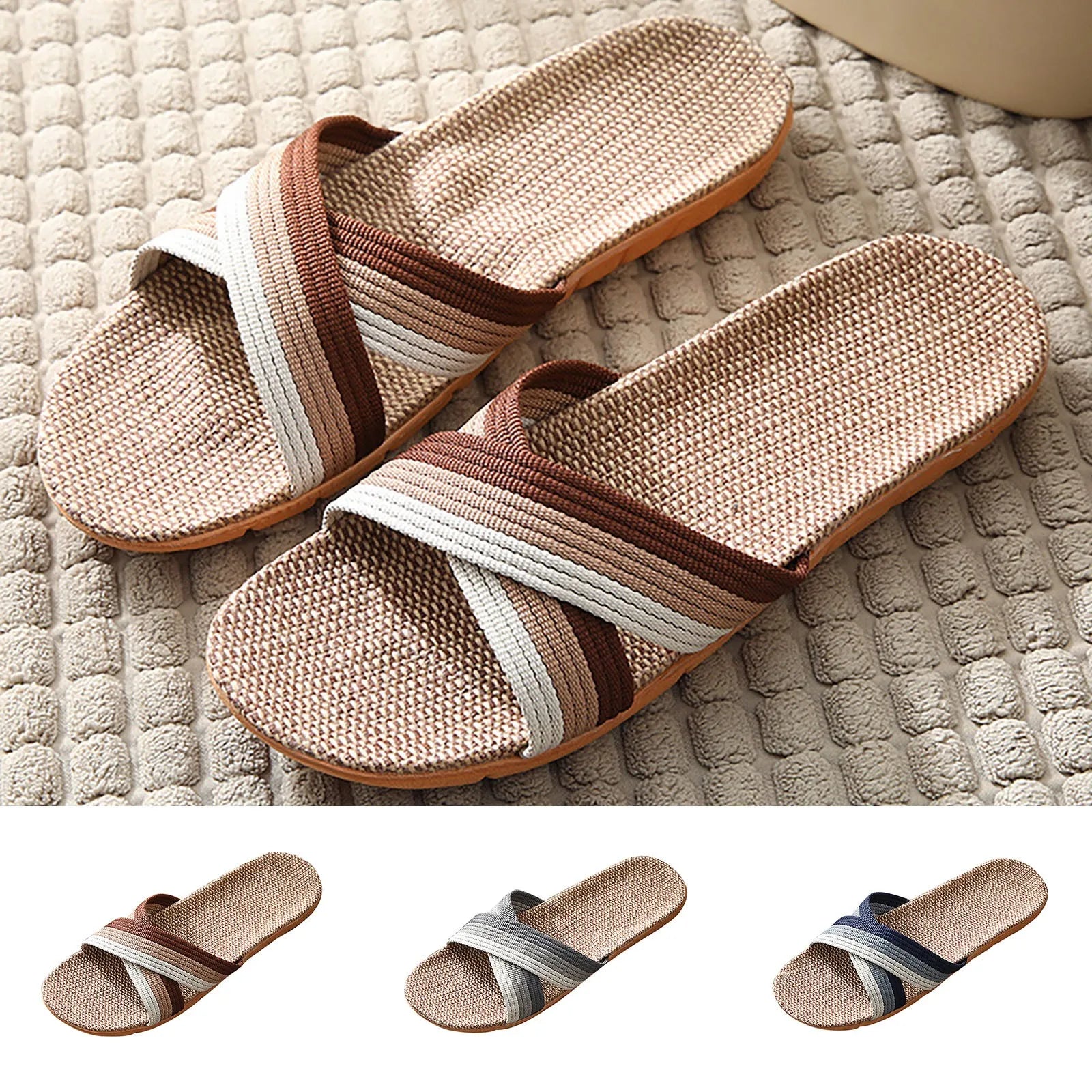 Shoes Man Men Summer Slippers Home Couple Indoor Slippers Linen Daily Slippers Men Slippers Erkek Ayakkabı Scarpe Uomo New