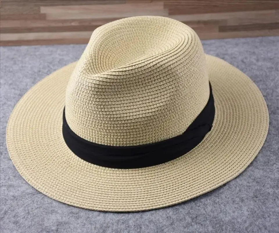 Large Size XL61-64cm Panama Hats Men Women Beach Wide Brim Straw Hat Lady Summer Sun Hats Plus Size Fedora Hat 55-57cm 58-60cm