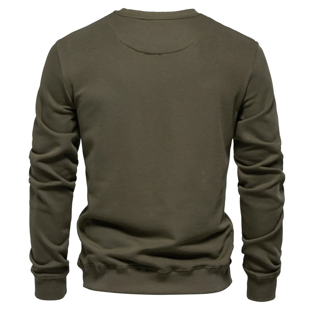 AIOPESON Cotton-blend Mens Crew Neck Solid Color Sweatshirts Pullover Casual Sport Sweatshirt for Men - reetell