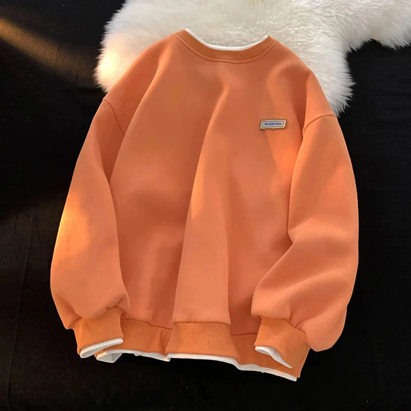 Fashion Loose Long Sleeve Pullovers Women Spring Korean  3XL Solid Color BF Sweatshirts Casual Lazy Wind Top New - reetell