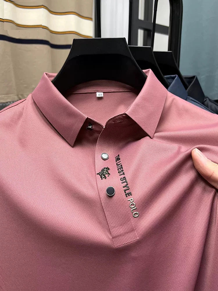 High-End Spring Summer Business  High Quality Short Sleeve Polo Shirt Long sleeved New Men Fashion Casual No Trace Printing