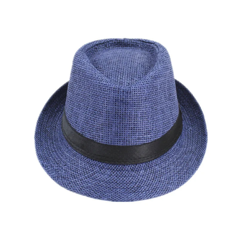 Linen Panama Solid  Jazz Hat Cowboy  Men's Women's Children's British Sun Hat