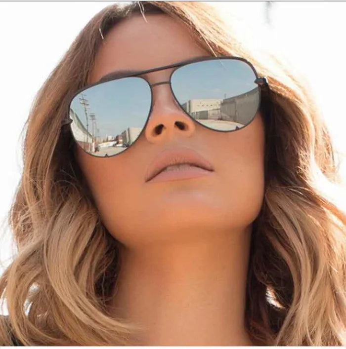 Flat Top Aviation Sunglasses Women UV400 Retro Brand Designer Luxury Mirror Sun Glasses For Female Ladies Metal Frame Eyewear - reetell