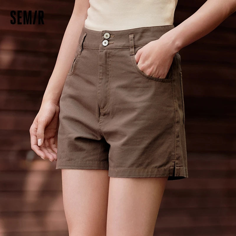 Semir Casual Trousers Women High Waisted Open Show Leg Length 2024 New Summer Ins Tide Simple Basic Shorts Versatile - reetell