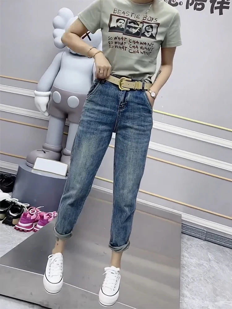 Y2k Large Size Tencel Straight Leg Jeans Female Summer Thin 2023 New Harun Pants Fat Mm Thin Daddy Pants - reetell