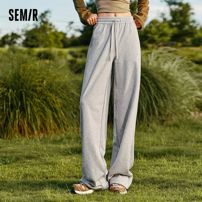 Semir Casual Pants Women Cover Flesh Wide-Leg Pants Simple Temperament Lazy Style Solid Color Versatile Long Pants - reetell