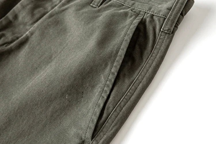 100% Cotton Dense Heavyweight Men Pants Retro American Casual Tough Guys Slim Straight Workwear Trousers Spring High Quality - reetell