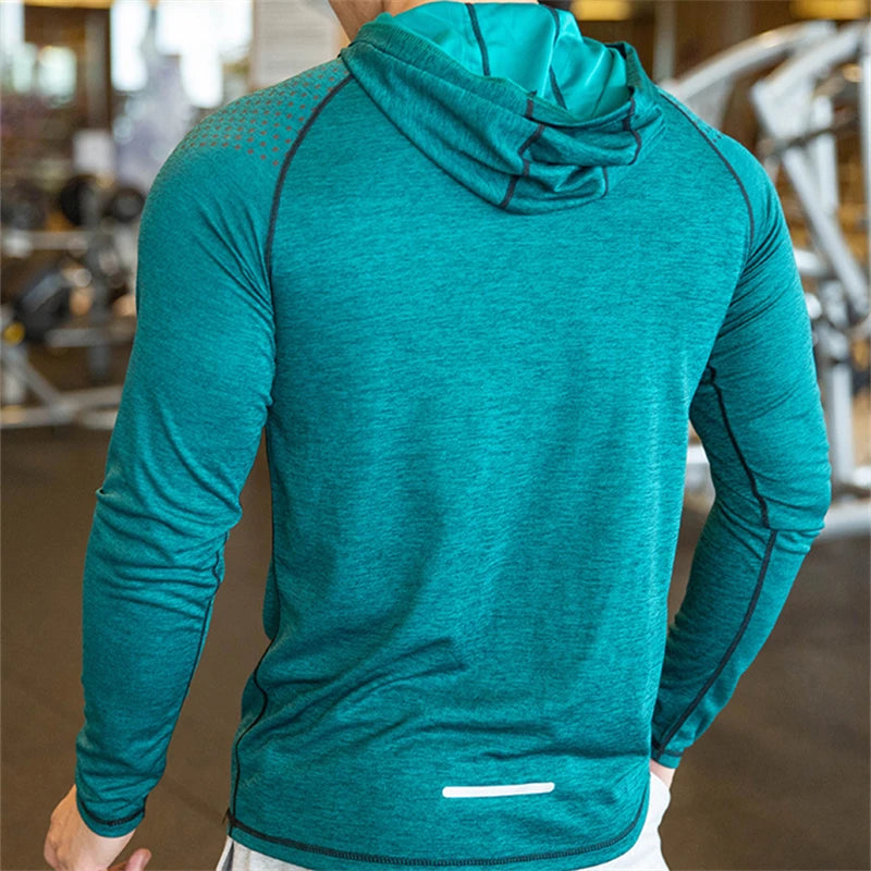 Men Hoodies Summer Running Fitness Casual Hooded Quick Dry Sweatshirts Solid Pullover Shirts with Hood Outdoor Gym Hoodie Man - reetell