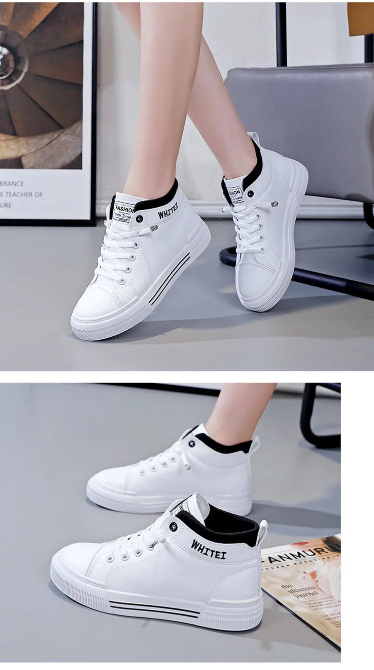 Women's Fashion High-top Breathable Sneakers 2023 Trend White Flat Casual Sports Designer Running Shoes for Woman Tennis Ladies - reetell