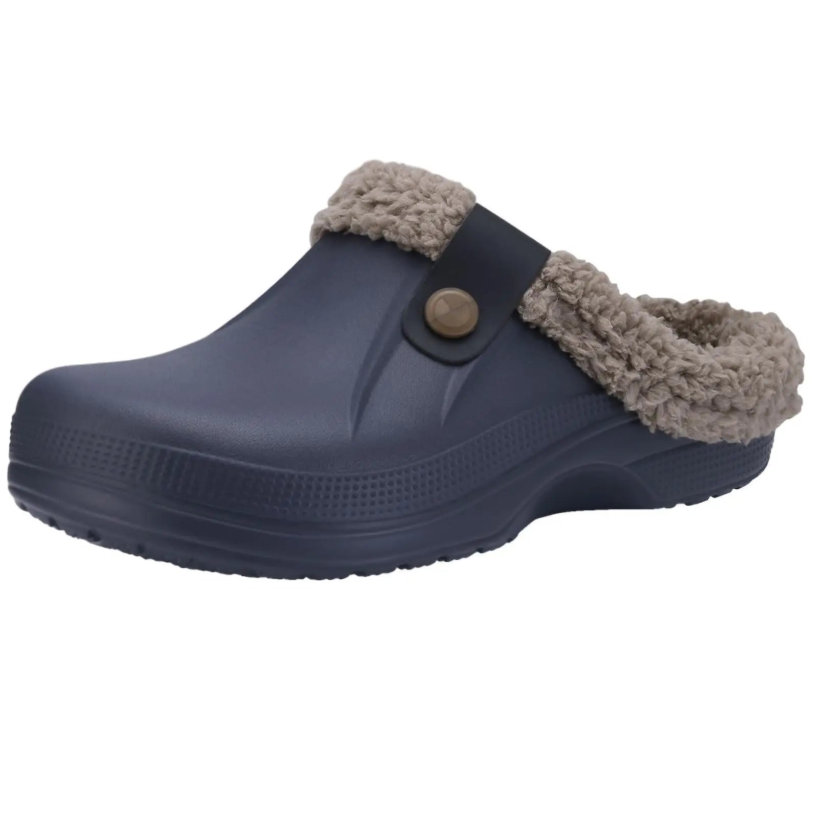 Eyriphy Classic Fur Lined Clogs For Women Waterproof Winter Fuzzy Slippers Mens Cotton Shoes For Indoor And Outdoor Rubber Soles