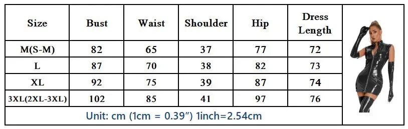 New Women Sexy PU Leather Dress Club Party Lady Mini Dress Skinny Zipper PVC Latex Dress With Gloves Stocking Elasticity - reetell