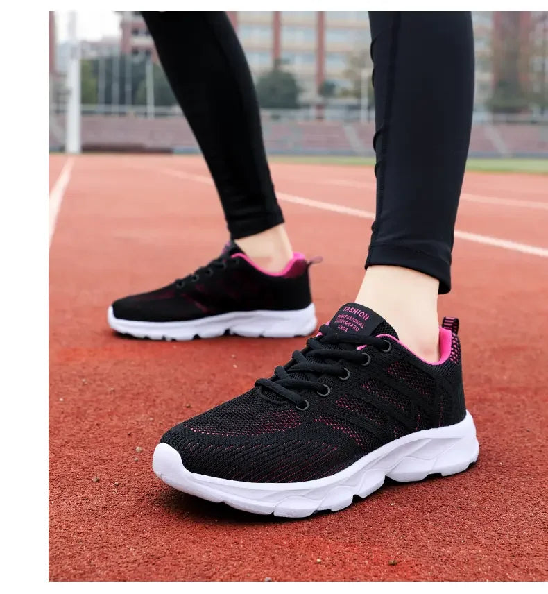 Woman Sneakers Casual Shoes 2023 New Breathable Walking Mesh Lace Up Flat Vulcanized Shoes Women Tenis Running Shoes for Women