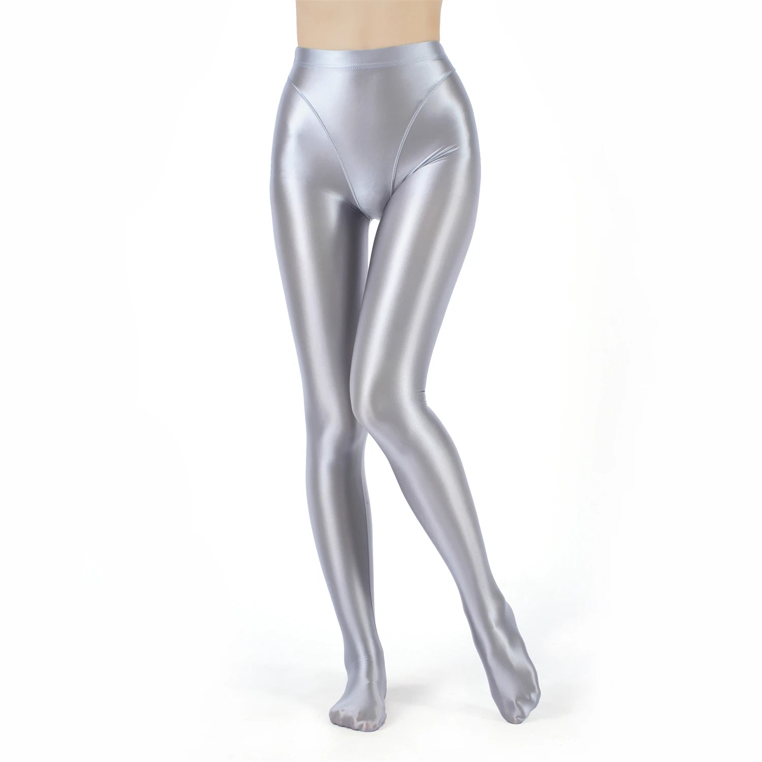 Sexy Women High Waist Sexy Tight Silk Shiny Pencil Pant Oil Glossy Candy Color Smooth Pants Sexy Erotic Lingerie Yoga Leggings - reetell