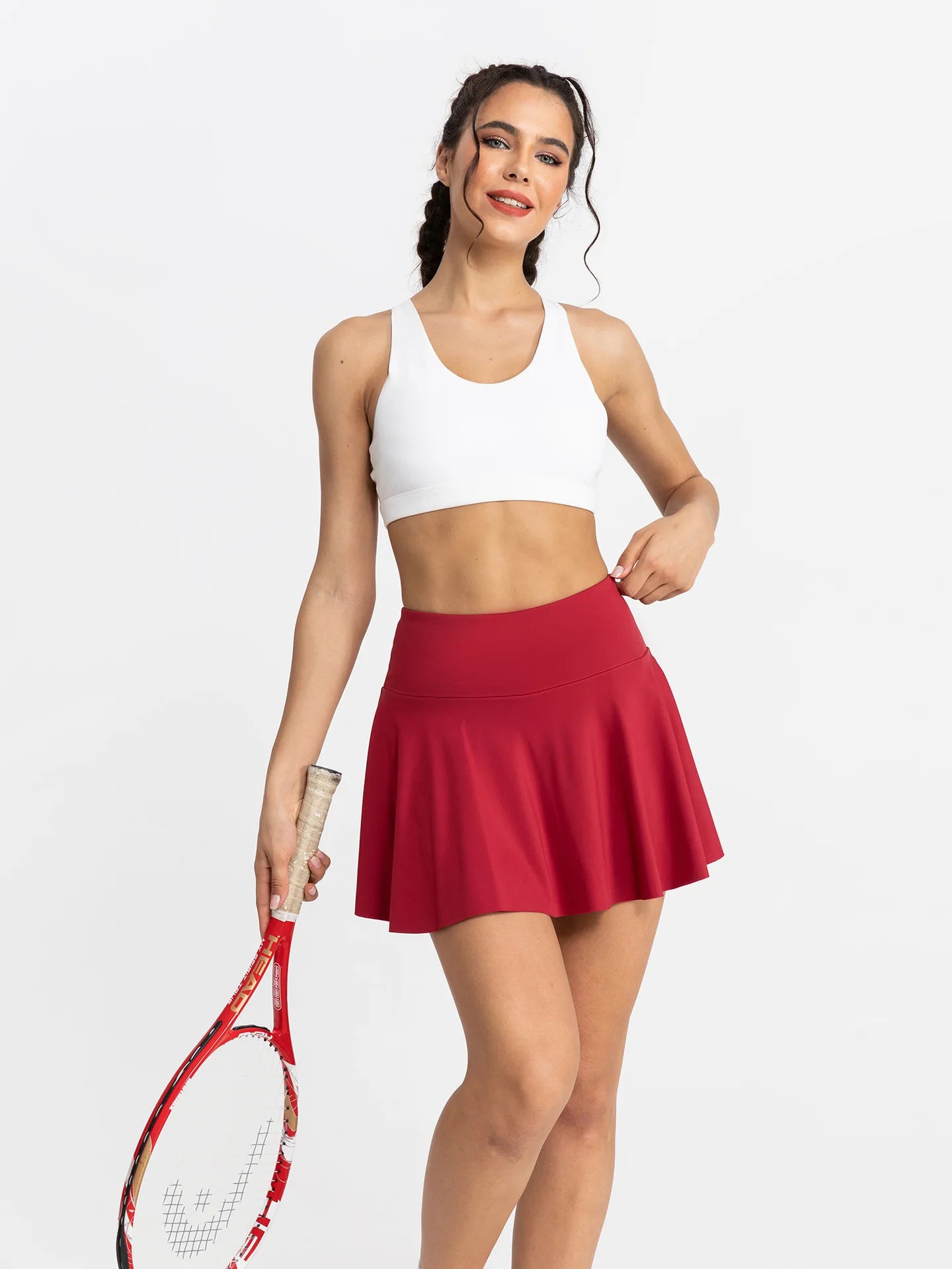 Women Tennis Skirt Sport Golf Ruffled Skirt With Shorts Fake Two Pieces Fitness Golf Wear High Waist Breathable Dance Yoga Skort - reetell