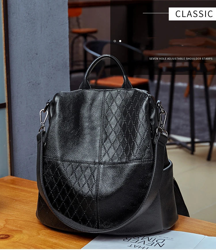 Fashion 2 in 1 Backpack and Shoulder Bag Woman Korea Style Casual PU Leather Soft Anti-theft Design Luxury Travel Schoolbags New - reetell