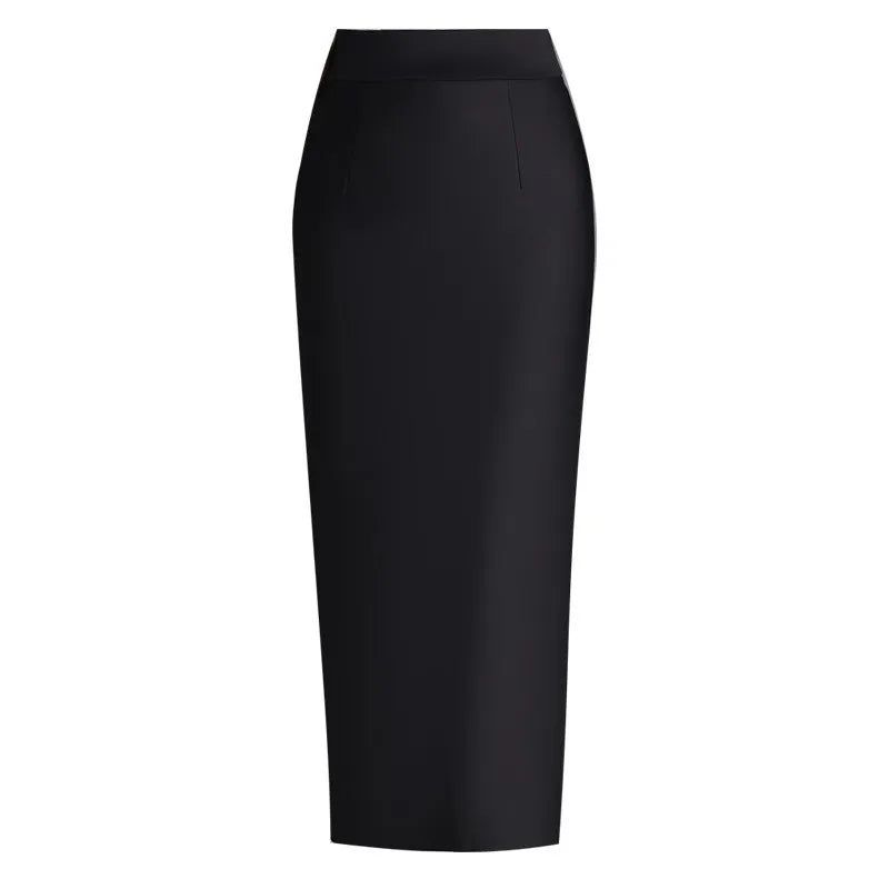 Stretch Pencil Skirts for Women, Office Lady, Formal Black Midi Skirts, Elegant Female Package Hip Skirts, Spring and Autumn - reetell