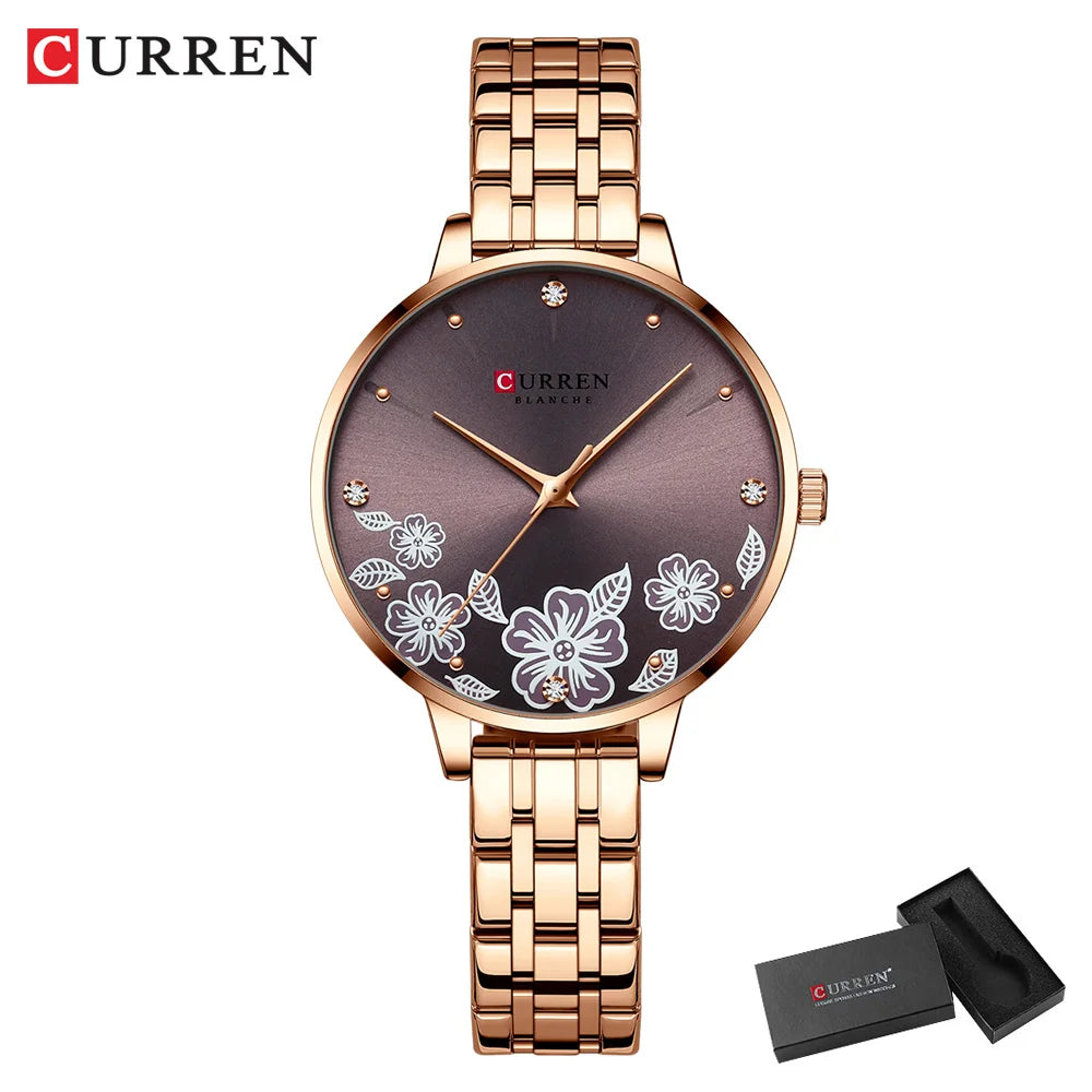 CURREN Brand Fashion Women Watches Stainless Steel Ultra Thin Quartz Watch Woman Romantic Clock Women's Watches Montre Femme