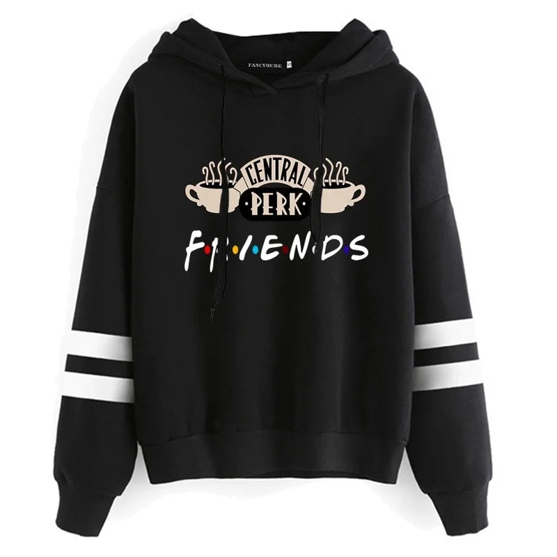 Women Friends TV Show Hooded Sweatshirt Cute Coffee Printing Hoodies Female Autumn Winter Casual Pullover Hoodies - reetell