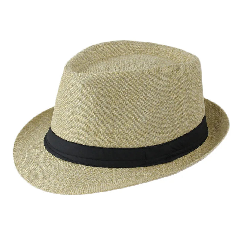 Linen Panama Solid  Jazz Hat Cowboy  Men's Women's Children's British Sun Hat