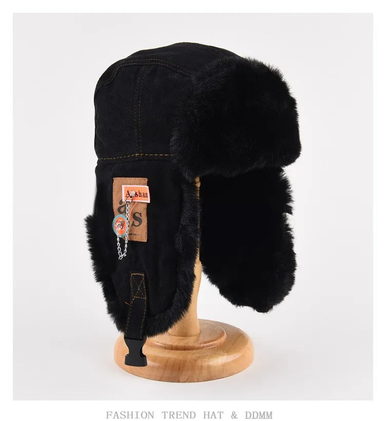 Bomber Hat Men Women Thick Warm Russian Ushanka Fur Hat Fashion Male Female Winter Hat Black Grey Earflap Ski Russian Cap