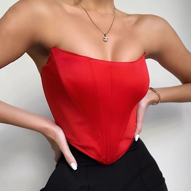 Sleeveless Off Shoulder Velvet Fashion Sexy Corset Crop Tops Vest Female Underwear Backless Bustier Top Solid - reetell