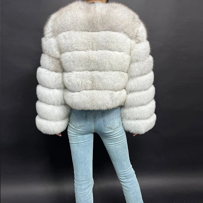 2024 New Natural white Winter Women's Cold Coat Top Fox Jackets Women clothing Luxury Furry Natural Real fox Fur Jacket Coats - reetell