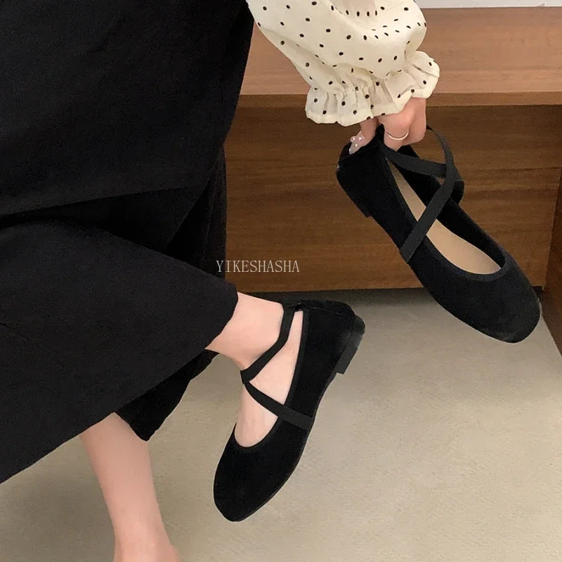 2024 New Spring Summer Flat Ballet Shoes Women's Shoes Retro Mary Jane Shoes Ballet Flats Women Zapatos Mujer